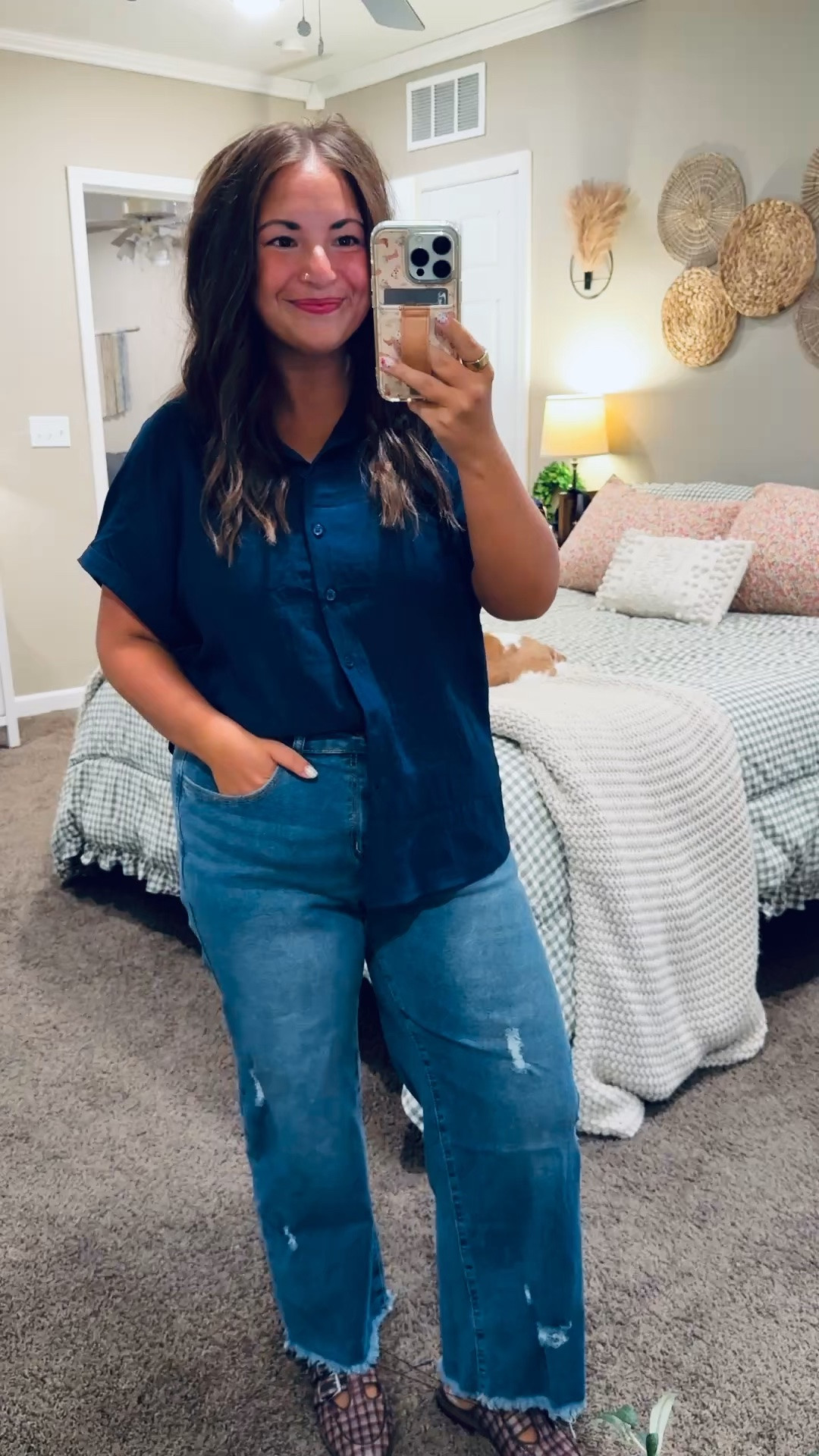 Don't forget to break up your set!! This button-down is such a versatile closet staple! 💙 Paired with wide-leg jeans and trendy mules, it creates an easy, polished look that’s perfect for casual Fridays or running around town! ✨


mules: fit true to size // wearing a 5
jeans: fit true to size // wearing a 12
button up top (part of a set): fits true to size // wearing a large 

 #LTKootd #LTKMidsize #LTKWorkwear
