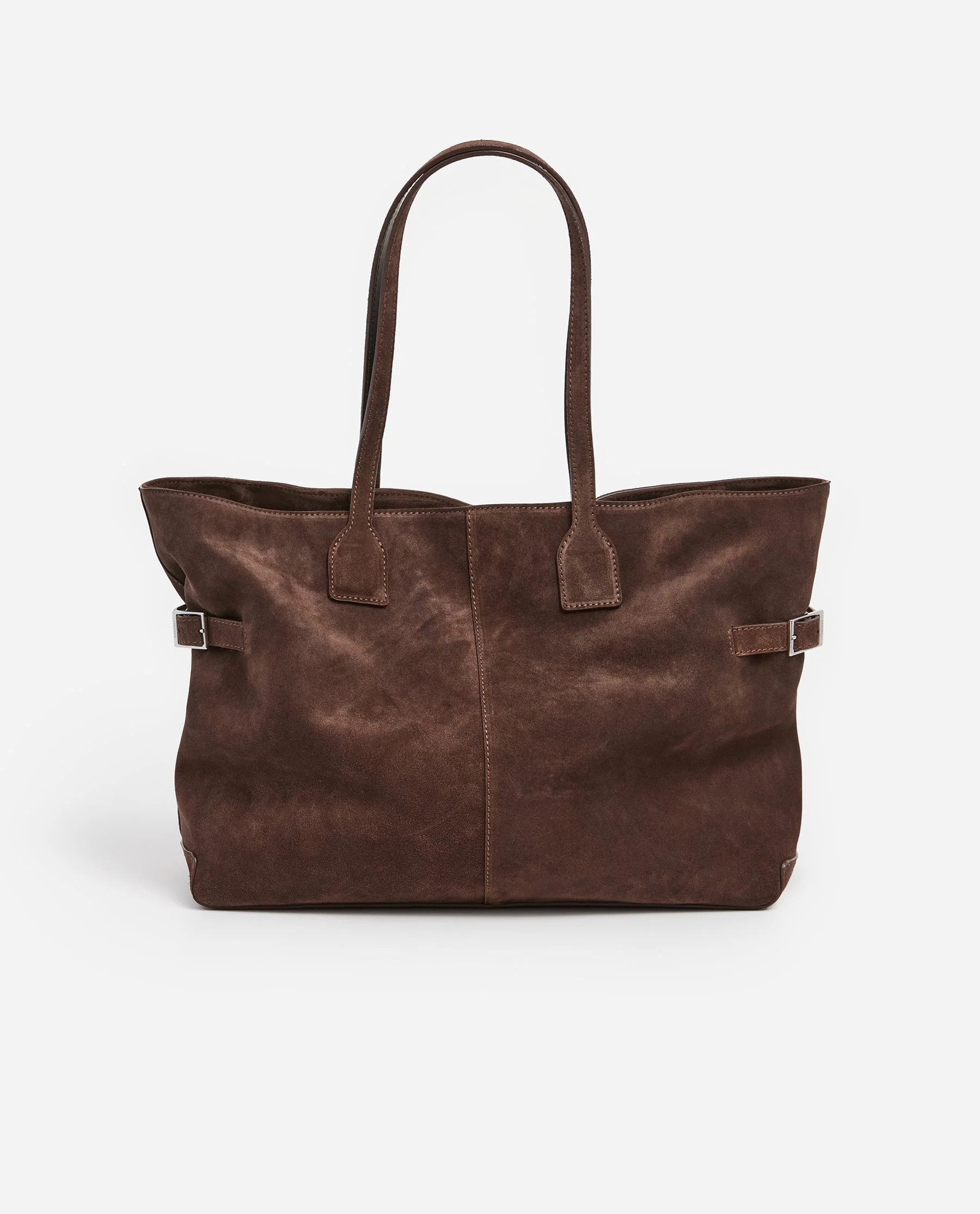 Lesley Tote Bag Suede Chocolate Bag | Flattered