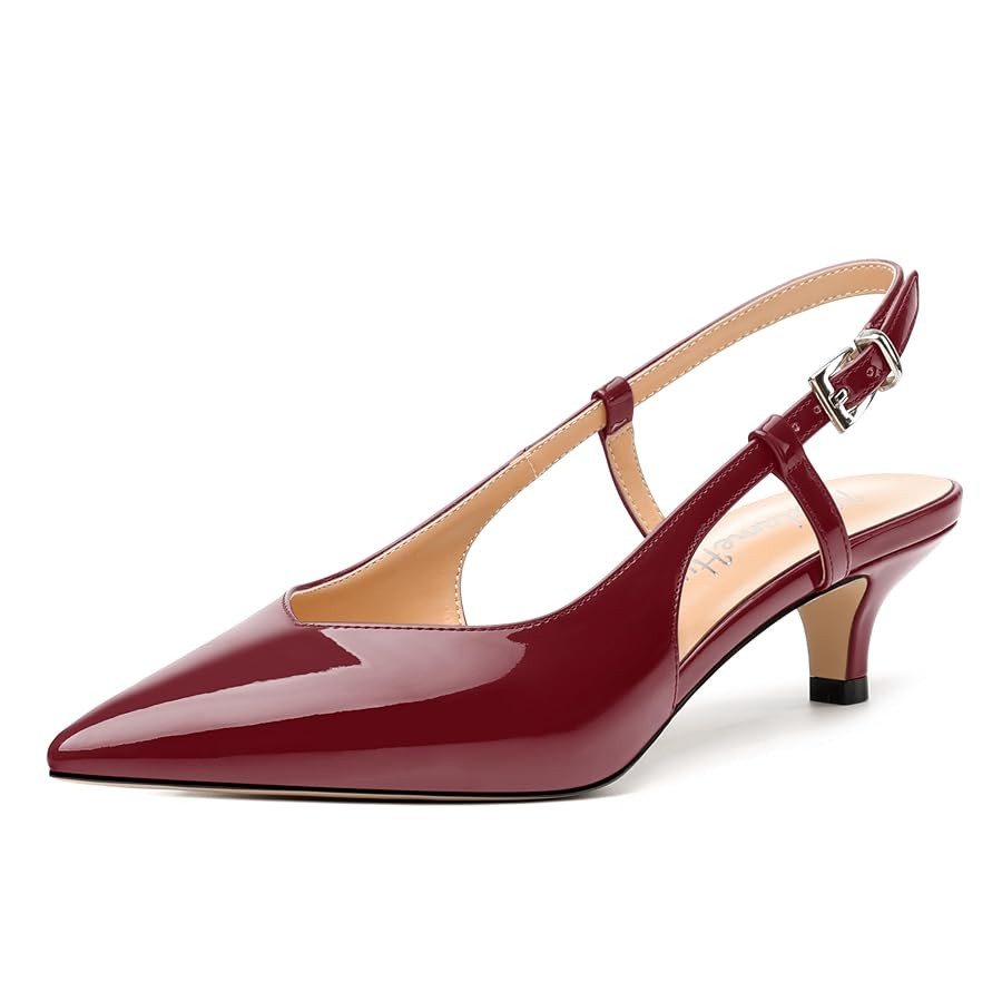 Women's Pumps, Pointed Toe Kitten Low Heels Pumps for Women, Closed Toe Slingback Low Heels Dress... | Amazon (US)