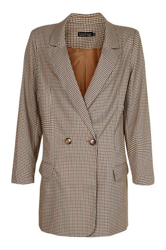 Tailored Mini Check Button Blazer | Boohoo.com (US & CA)