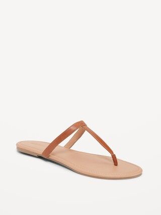 Faux-Leather T-Strap Sandals for Women | Old Navy (US)