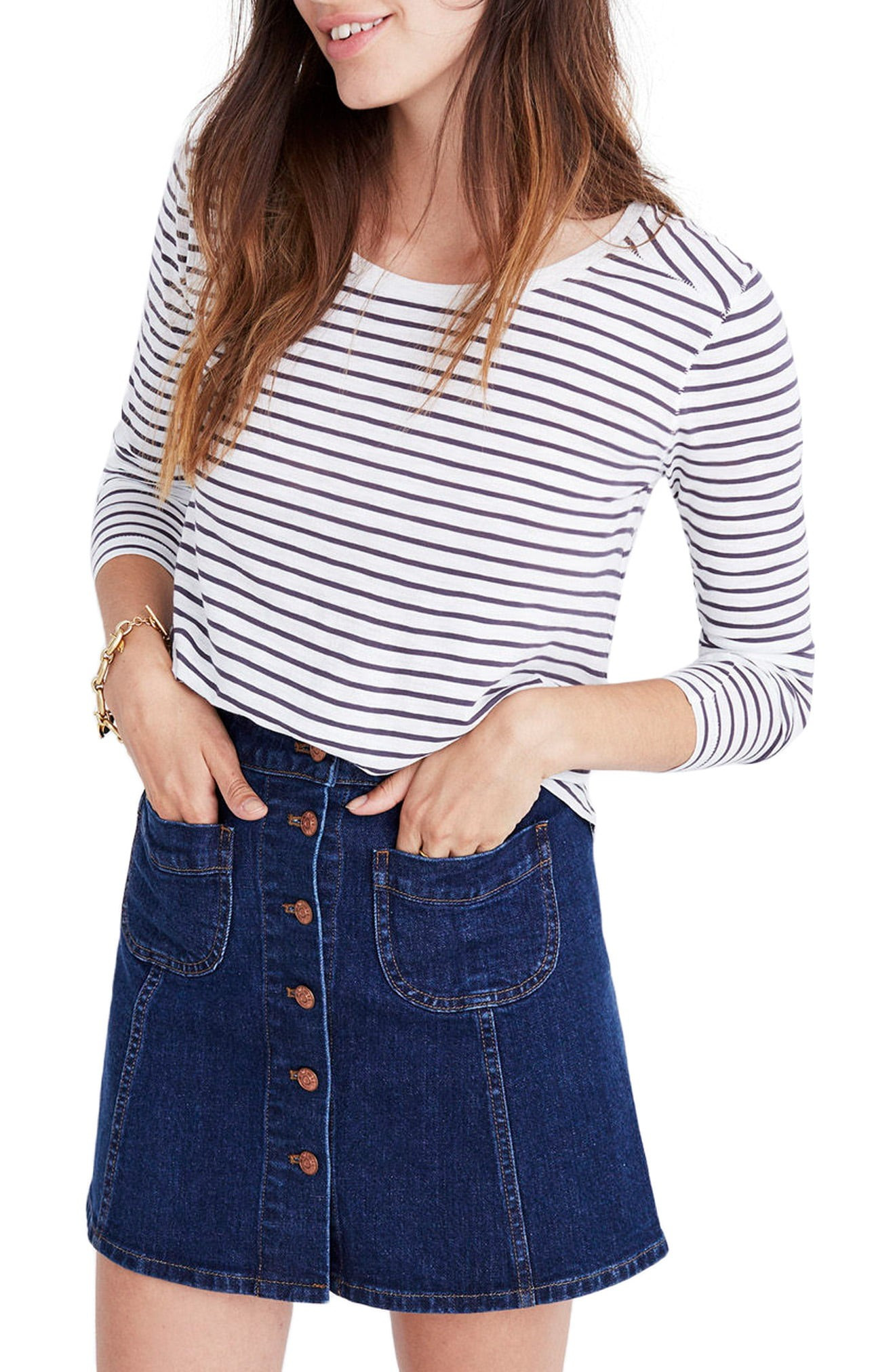 Whisper Cotton Stripe Long Sleeve Tee | Nordstrom
