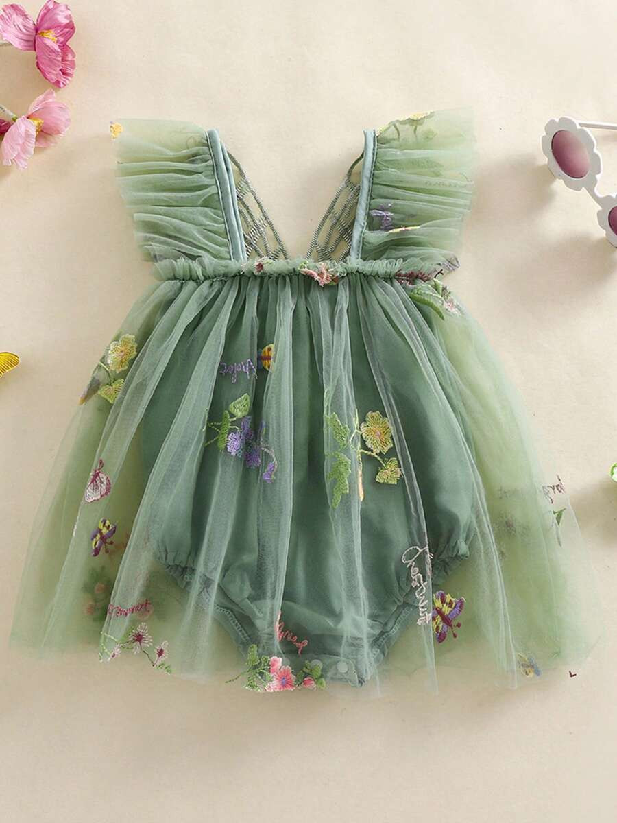 Toddler Baby Girl Butterfly Wings Romper Fairy Dress Princess Sleeveless Tulle Butterfly Wing Ski... | SHEIN