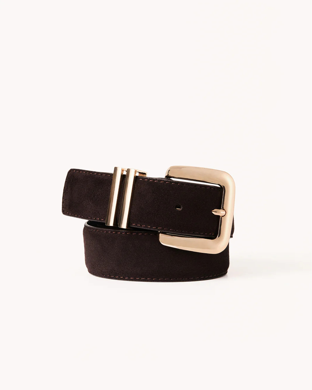 DELTA BELT - DARK CACAO SUEDE LEATHER-GOLD | Billini (ANZ)
