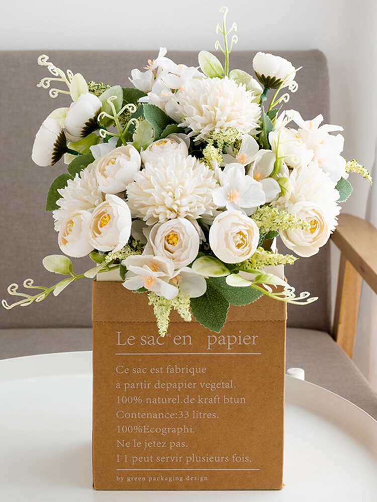 1pc 10.23inch Faux Silk Artificial Flower Stem(Hydrangea & Rose), Ins Lifelike Fake Flowers Stem ... | SHEIN