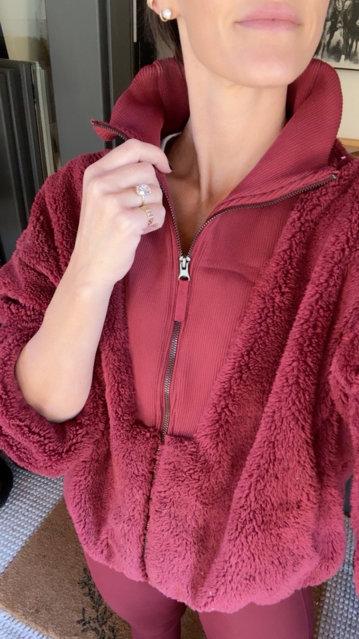 Affordable burgundy Teddy jacket from Target! Wearing a small 

Fall outfit
Leggings
Activewear
Loungewear 

#LTKFindsUnder50 #LTKActive