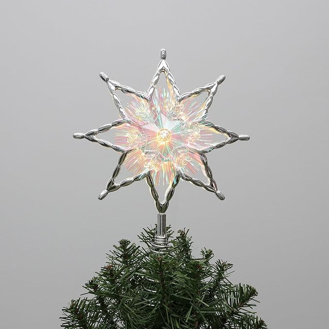 Philips 11.25" Silver Star Treetopper with Iridescent Tinsel - 3 Light Functions with Control Box... | Amazon (US)