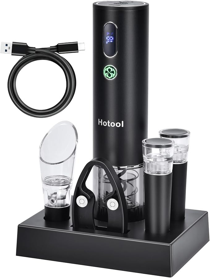 Electric Wine Opener Set with Base – Rechargeable Wine Bottle Opener with Foil Cutter, Wine Aer... | Amazon (US)