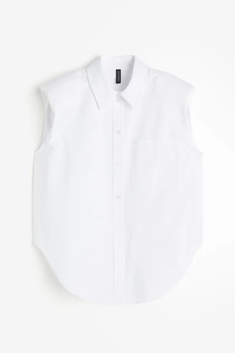Sleeveless Shirt with Shoulder Pads - White - Ladies | H&M US | H&M (US + CA)