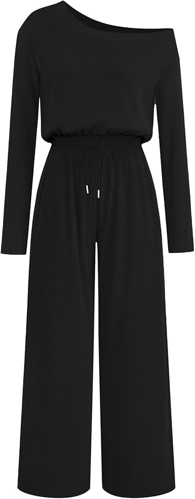 Lazysmile Jumpsuits For Women Dressy Long Sleeve Off Shoulder One Piece Wide Legs Rompers Casual ... | Amazon (US)