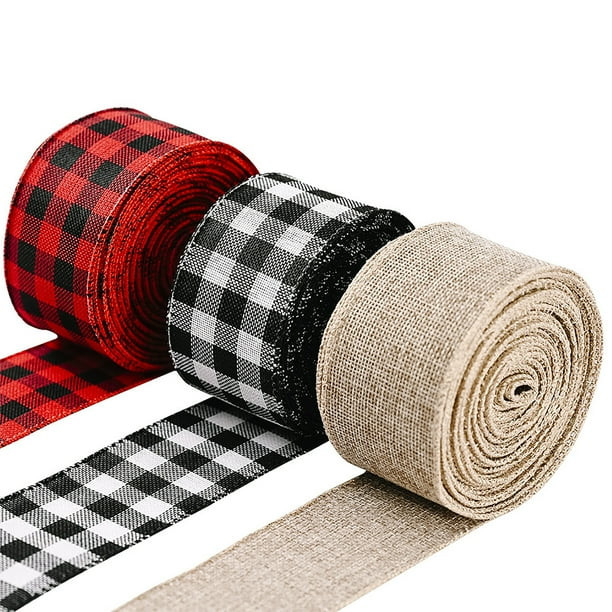 SPRING PARK 2m Lattice Christmas Wired Edge Ribbons Black Red Plaid Ribbon Black White Buffalo Pl... | Walmart (US)