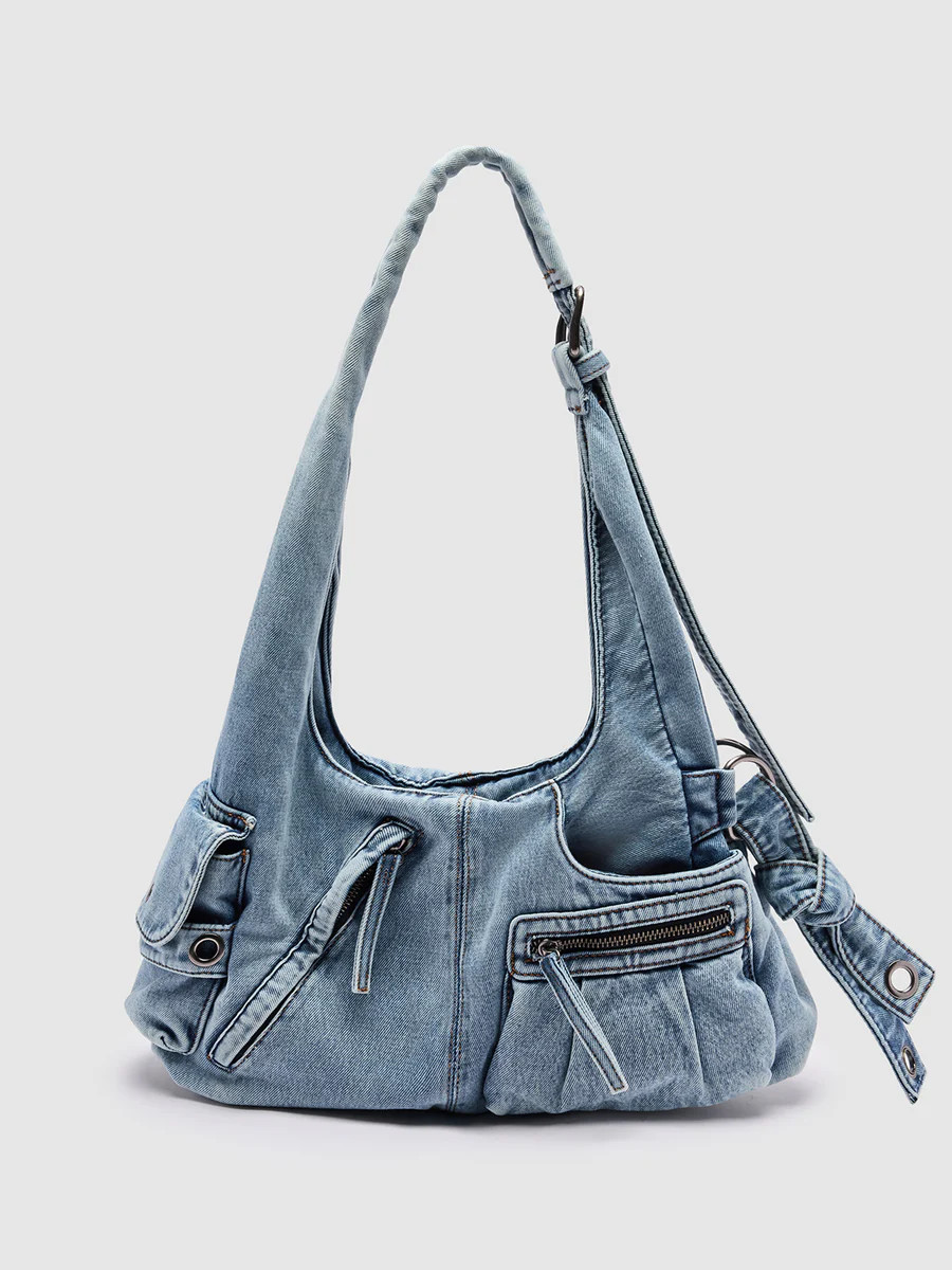 Multi-Pocket Denim Shoulder Bags | Urban Revivo