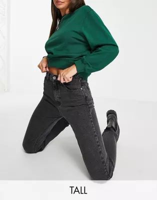 Pull&Bear Tall - Basic mom jeans in grijs met wassing | ASOS (Global)