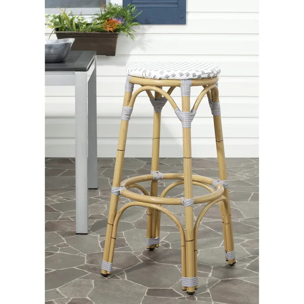 Safavieh Kipnuk Grey/ White Indoor Outdoor Stool | Bed Bath & Beyond