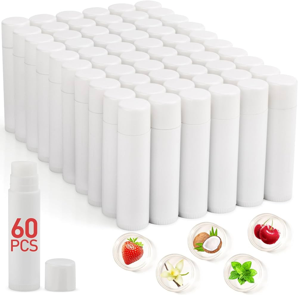 60 Pack Lip Balm Unlabeled, Natural Lip Balm Bulk Blank Tube, Personalized Lip Balms for Party Fa... | Amazon (US)