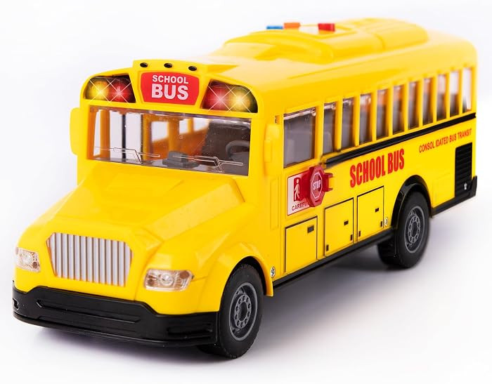 ArtCreativity Yellow School Bus Toy with Flashing Lights & Sound, Friction Powered 1/16 Scale Sch... | Amazon (US)