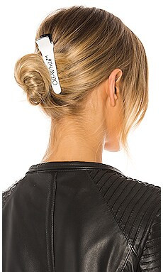 OFF-WHITE Logo Hair Clip in White Black from Revolve.com | Revolve Clothing (Global)