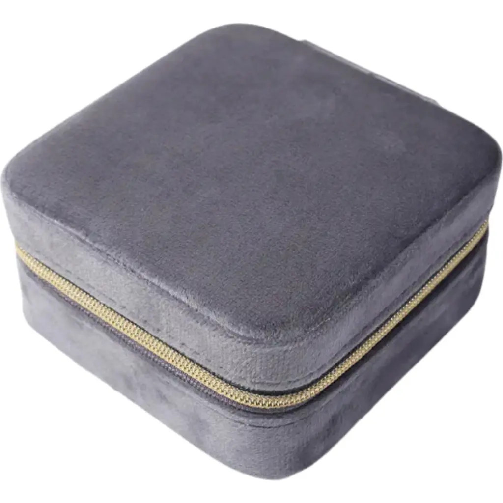 Emma Rae Velvet Square Jewelry Case in Grey at Nordstrom | Nordstrom