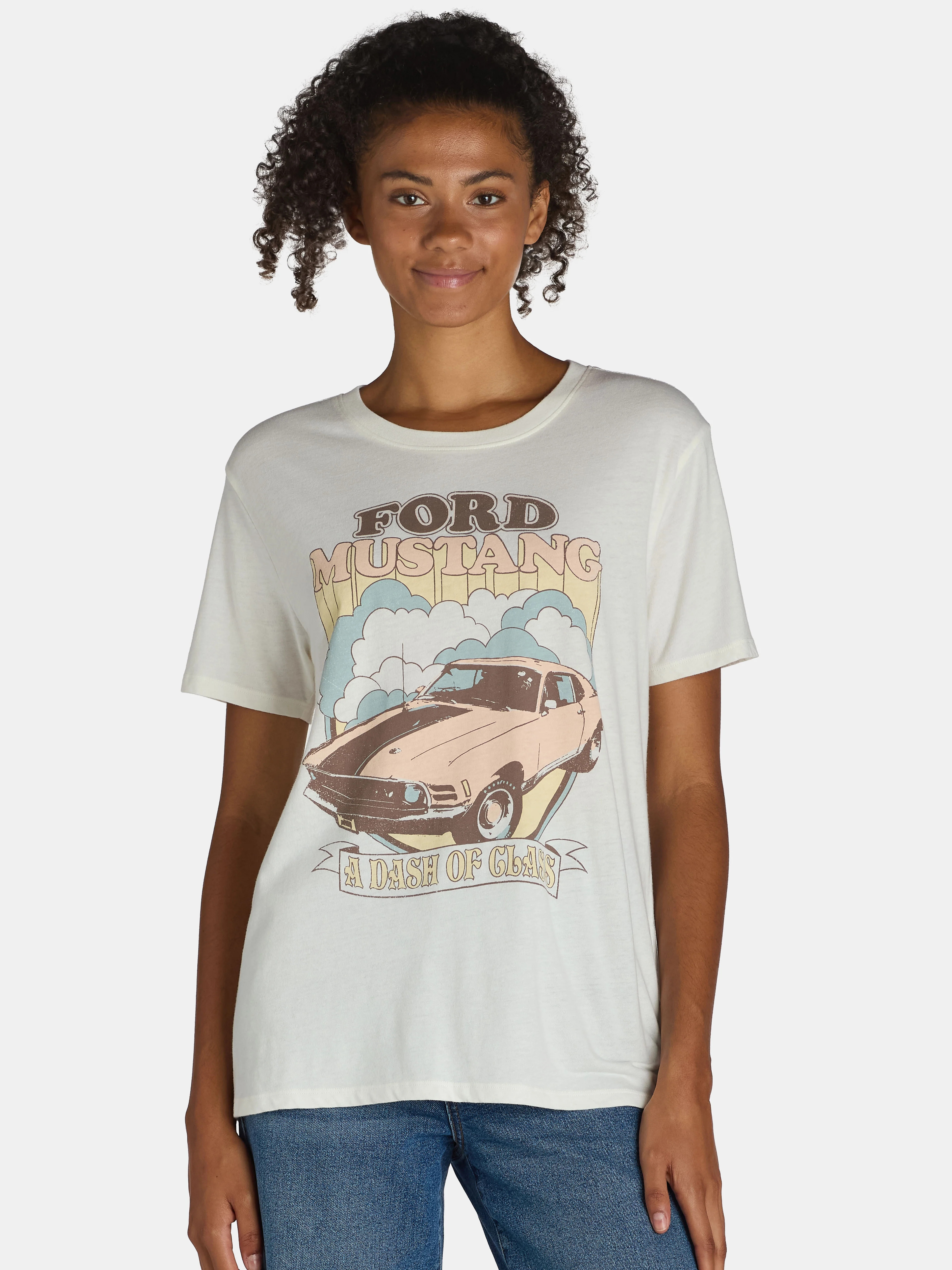 Time and Tru Women’s Ford Mustang Graphic Tee with Short Sleeves, Sizes XS-XXXL | Walmart (US)