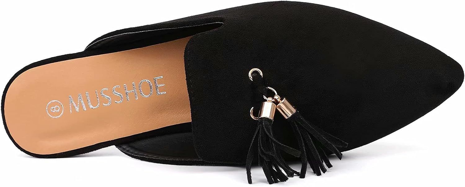 MUSSHOE Mules for Women Flats Comfortable Closed Pointed Toe Backless Loafers Women's Mule with M... | Amazon (US)