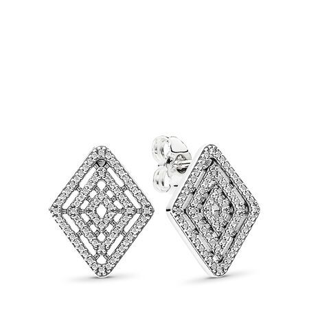 PANDORA Geometric Lines Stud Earrings | Clear Cubic Zirconia | Sterling Silver Dangle Design | 296208CZ | Pandora (US)