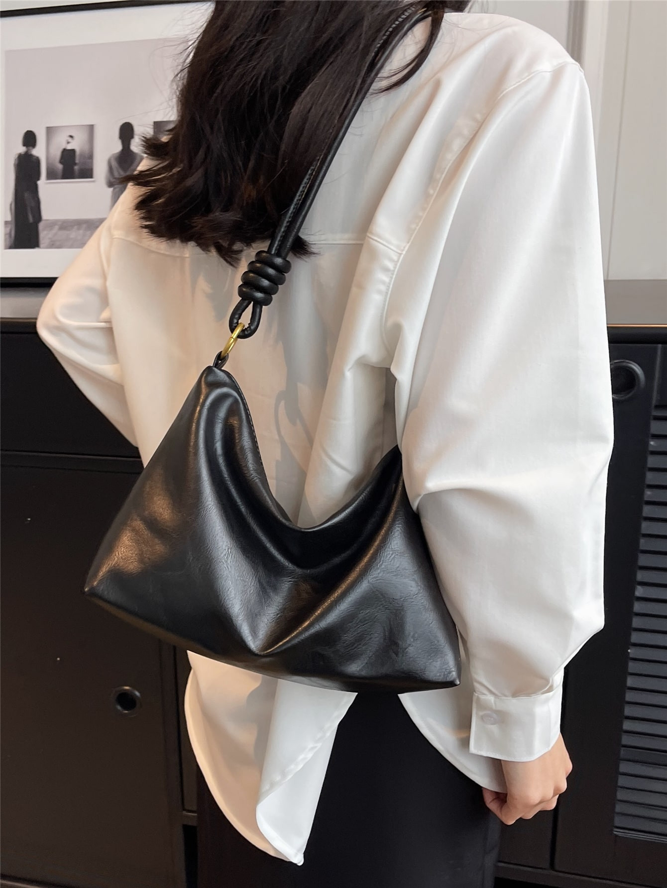 Minimalist Black Pu Shoulder Bag, Trendy Business Casual Women Bag, Pefect For Office, Business A... | SHEIN