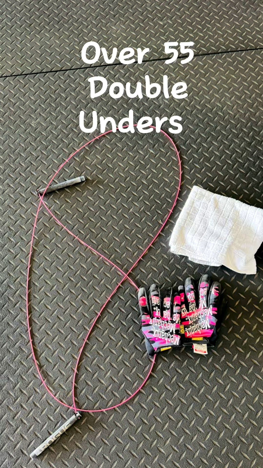 Over 55 workout of the day!  Over 55 double unders (rope passes twice under you per jump) 20 of them, a 100m run, 10 thrusters and 20 GHD sit ups for 6 rounds was on tap today!!  #doubleunders #crossfitmasters #workoutoftheday #fitover50 #over55 

#LTKfitnessgoals #LTKOver40 #LTKActive