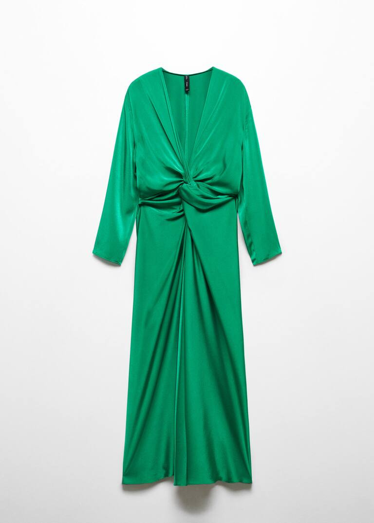 Satin dress with knot -  Women | Mango United Kingdom | MANGO (UK)