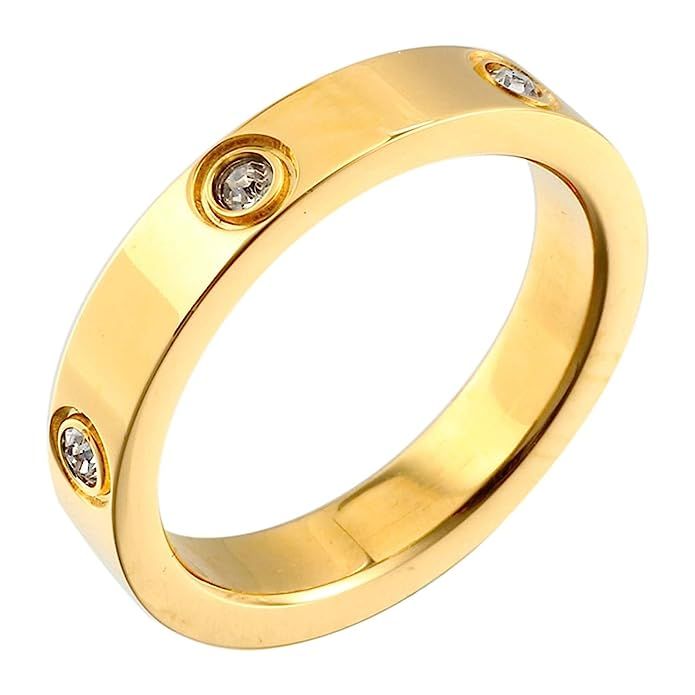 Designer Inspired Titanium Steel Love Ring with Swarovski Crystals | Amazon (US)