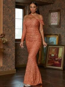 Missord Asymmetrical Neck Sequin Mermaid Formal Dress SKU: sw2208315511474611(10 Reviews)$43.49$5... | SHEIN