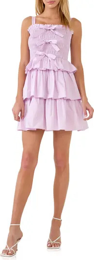 English Factory Sleeveless Smocked Tiered Ruffle Minidress | Nordstrom | Nordstrom