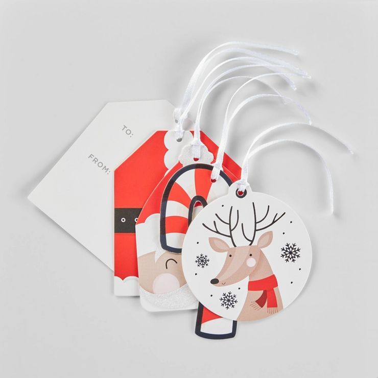16ct Santa/Candy Cane/Reindeer/Santa Suit Gift Tag Red - Wondershop™ | Target