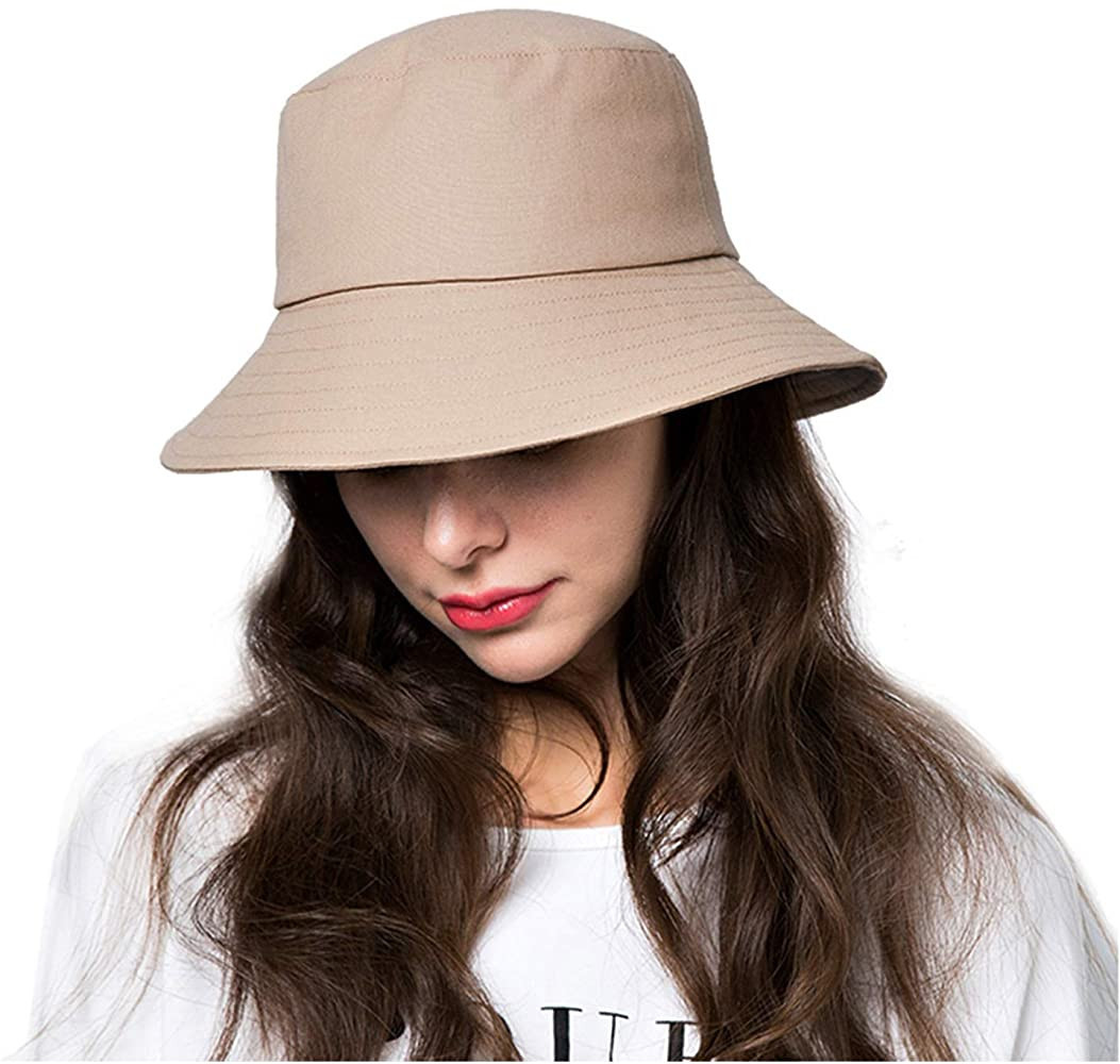 Cotton Bucket Hats for Women Sun Beach Hat Teens Girls Wide Brim Summer Fisherman's Caps UPF 50+ | Amazon (US)
