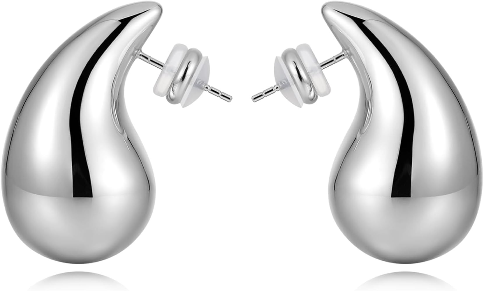 Chunky Gold Hoop Earrings for Women Lightweight Teardrop Dupes Earrings 925 Sterling Silver Post ... | Amazon (US)