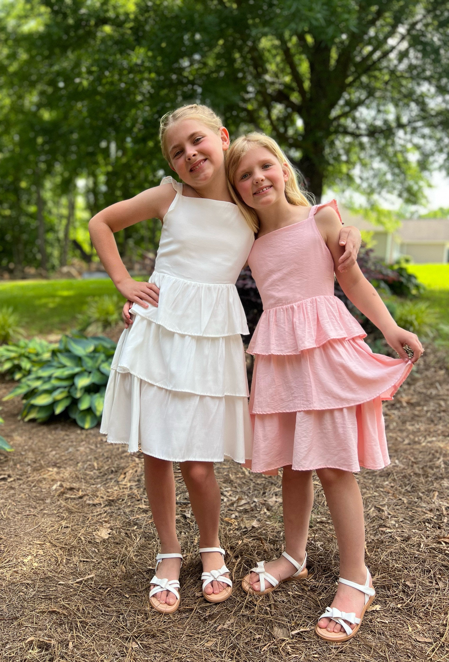 Girls tiered summer linen dresses. Cutest tie in the back! Sandals are also linked 🤍
Great for graduation, wedding guest, family outfit, matching, party 

#LTKunder50 #LTKfamily #LTKkids