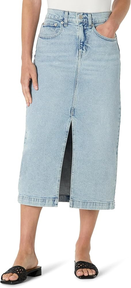 Amazon Essentials Women's Low Stretch Regular-Fit High-Rise Long Jean Skirt | Amazon (US)