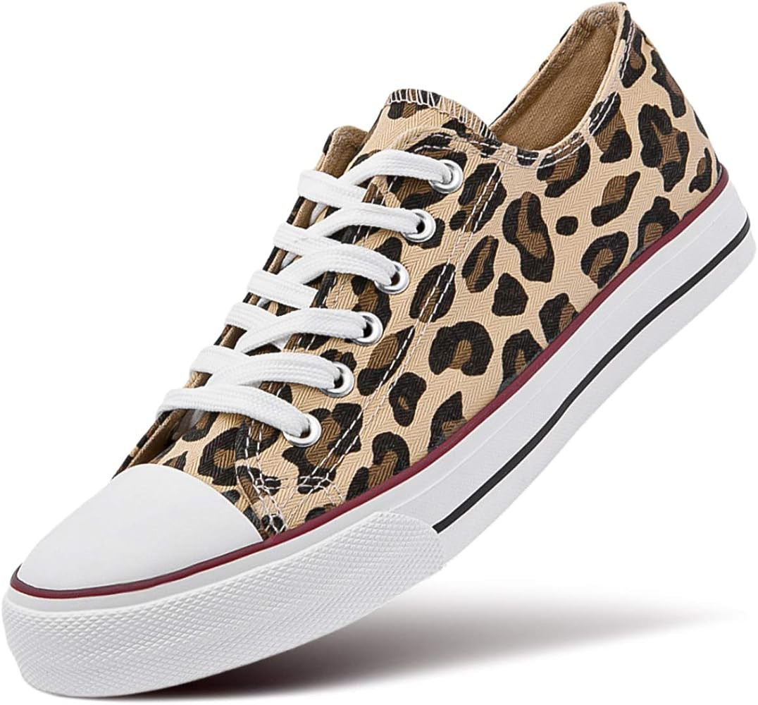 ZGR Women’s Canvas Low Top Sneaker Lace-up Classic Casual Shoes Black and White | Amazon (US)