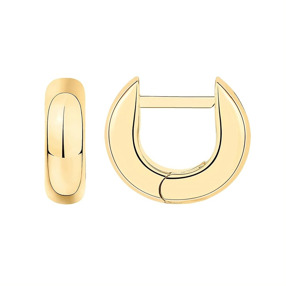 PAVOI 14K Gold Plated 925 Sterling Silver Post Ultra Thick Huggie Earring | Women's Mini Hoop Ear... | Amazon (US)