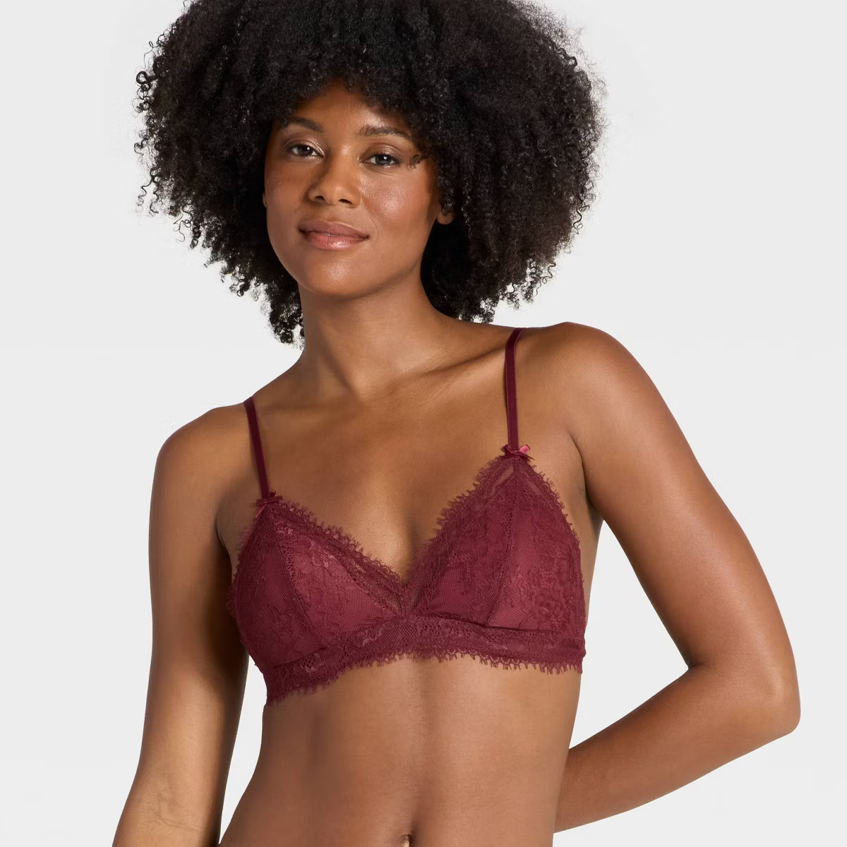 Women's Lace Removeable Pad Bralette - Auden™ Berry Red XS | Target