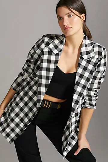 Double-Breasted Gingham Blazer | Anthropologie (US)