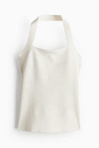 H & M - Fine-knit halterneck top - White | H&M (UK, MY, IN, SG, PH, TW, HK)