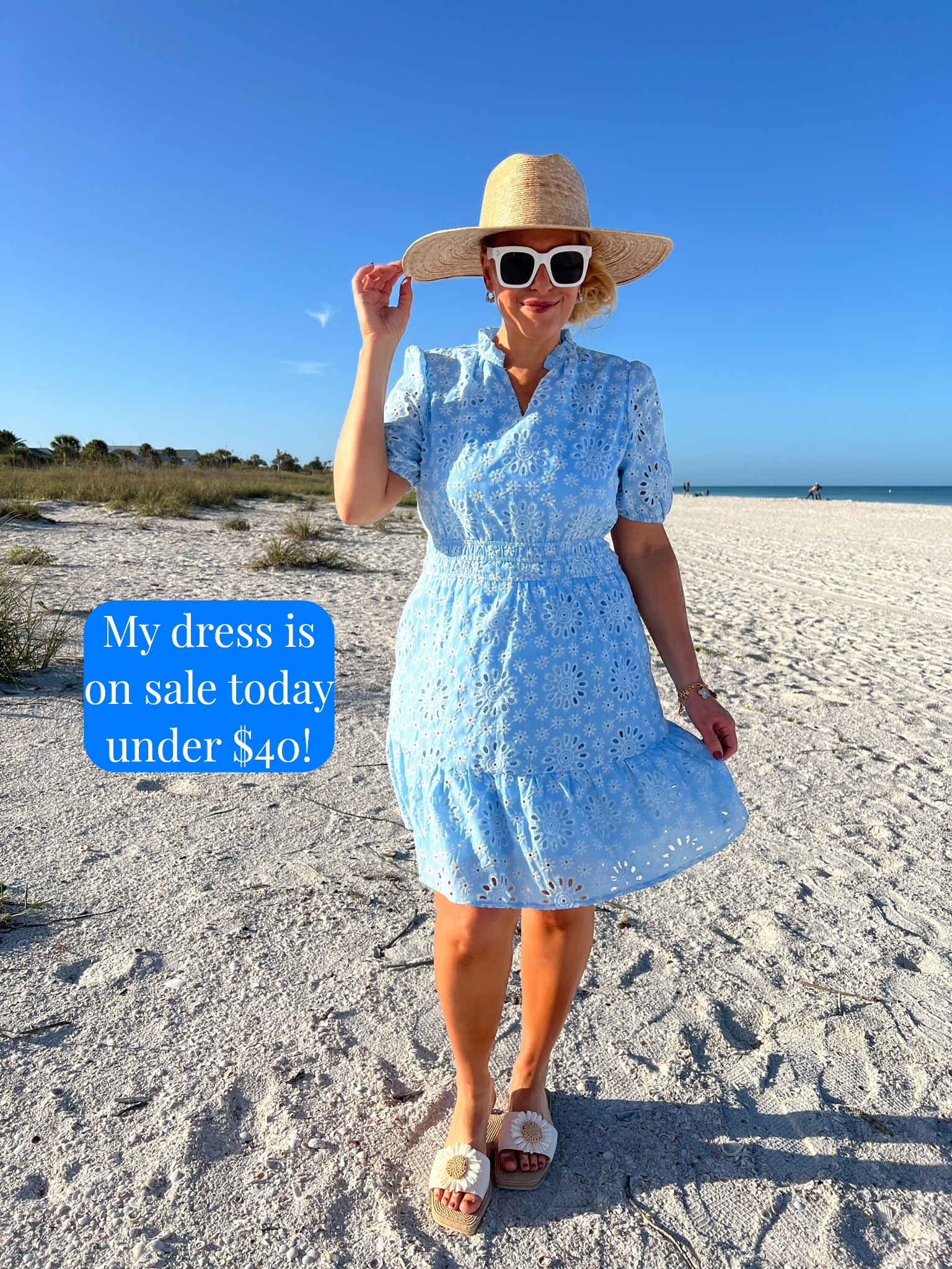 Beach Vacation Outfit that’s perfect for date night too!!!

My blue and white eyelet dress is perfect for a beach resort or date night!
Wearing a medium and fits true to size.

Obsessed with these blue and white hoop earrings too. They look amazing with this amazon dress.

Don’t forget to add the straw hat, sandals and sunglasses to complete this beach resort look!

#LTKSeasonal #LTKOver40 #LTKSaleAlert #LTKTravel #LTKgrwm #LTKootd #LTKMidsize #LTKSwim #LTKWedding