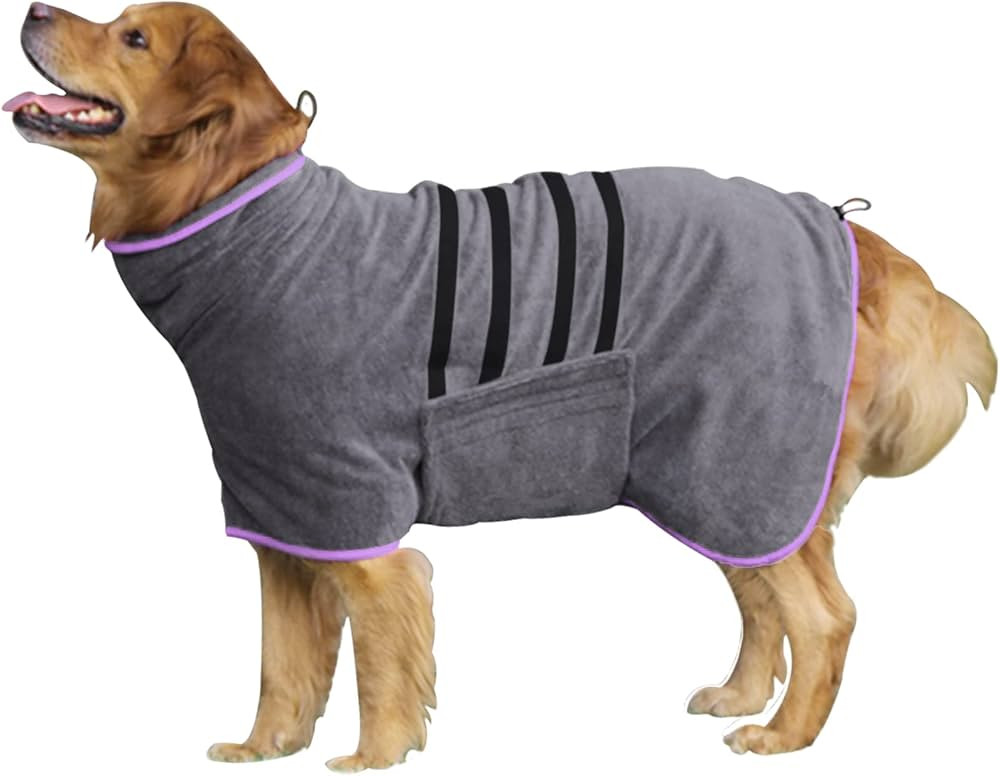 Dog Drying Coat - Fast Drying Dog Towel Robe - Microfiber Super Absorbent Pet Bathrobe, Adjustabl... | Amazon (US)