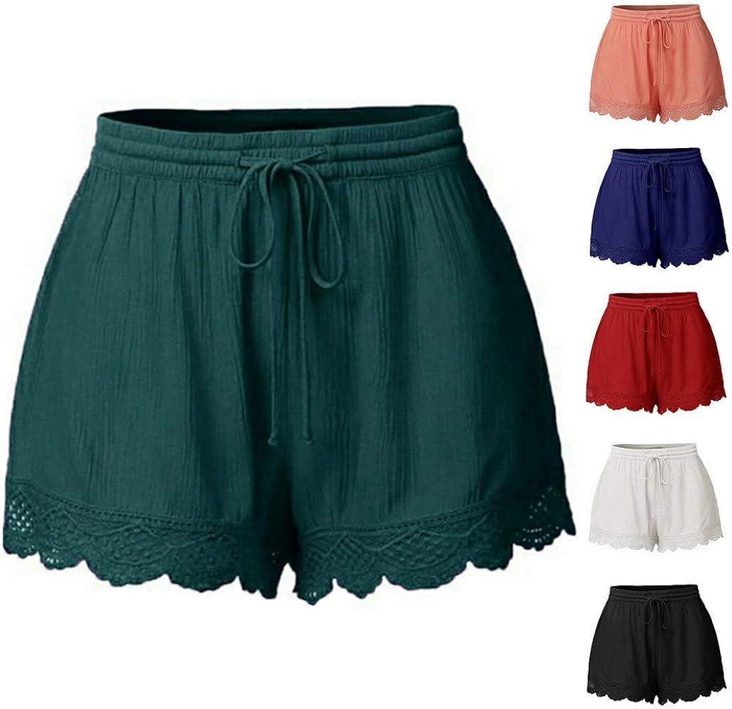Summer Shorts for Women 2024 Plus Size Trendy Ruffle Hem Lightweight Lounge Short Pants Casual Lo... | Amazon (US)
