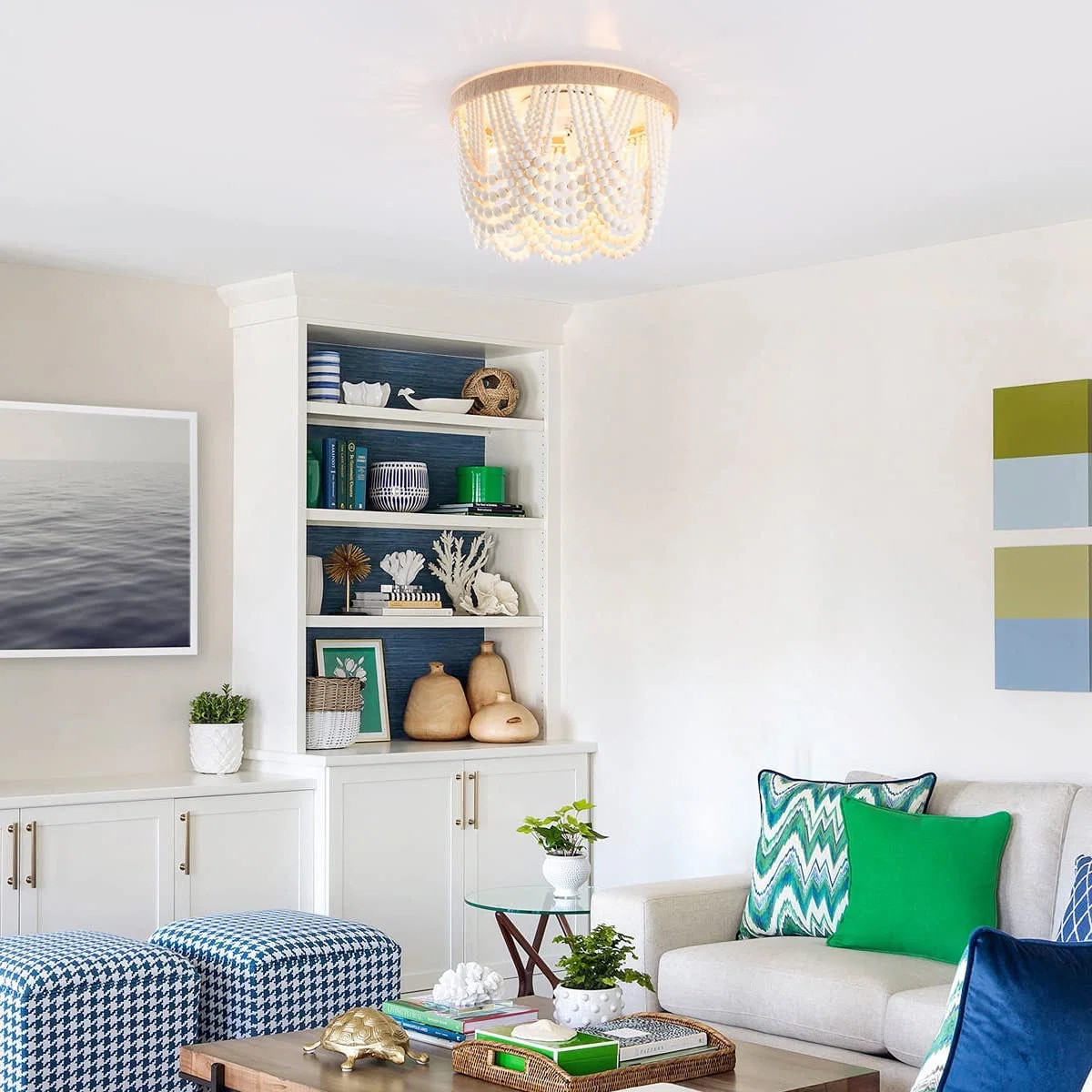 Nicole 3-Bulbs 12.6 inch Beads Farmhouse Flush Mount Flush Mount Light Fixture | Wayfair North America