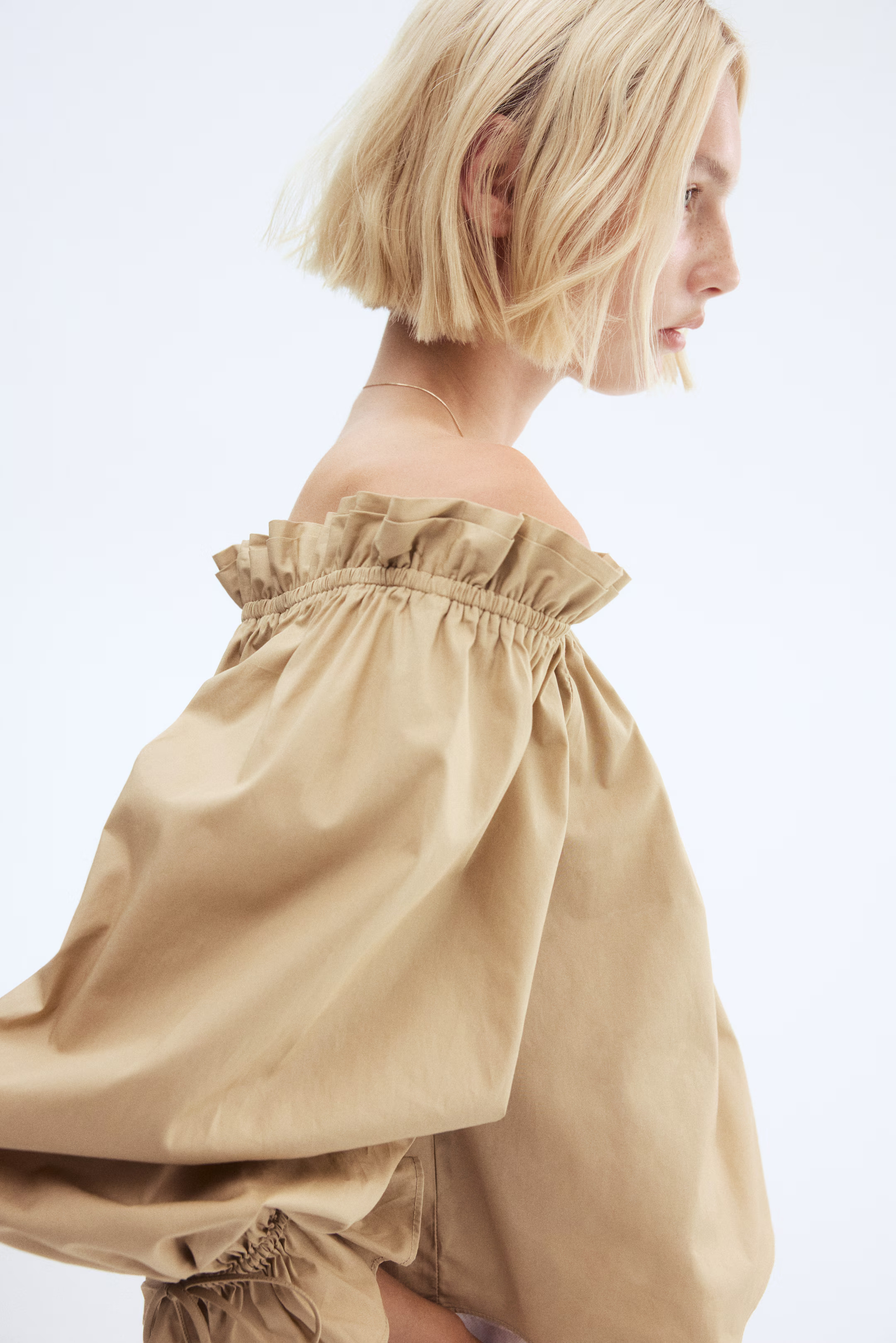 Off-the-Shoulder Poplin Blouse | H&M (US + CA)