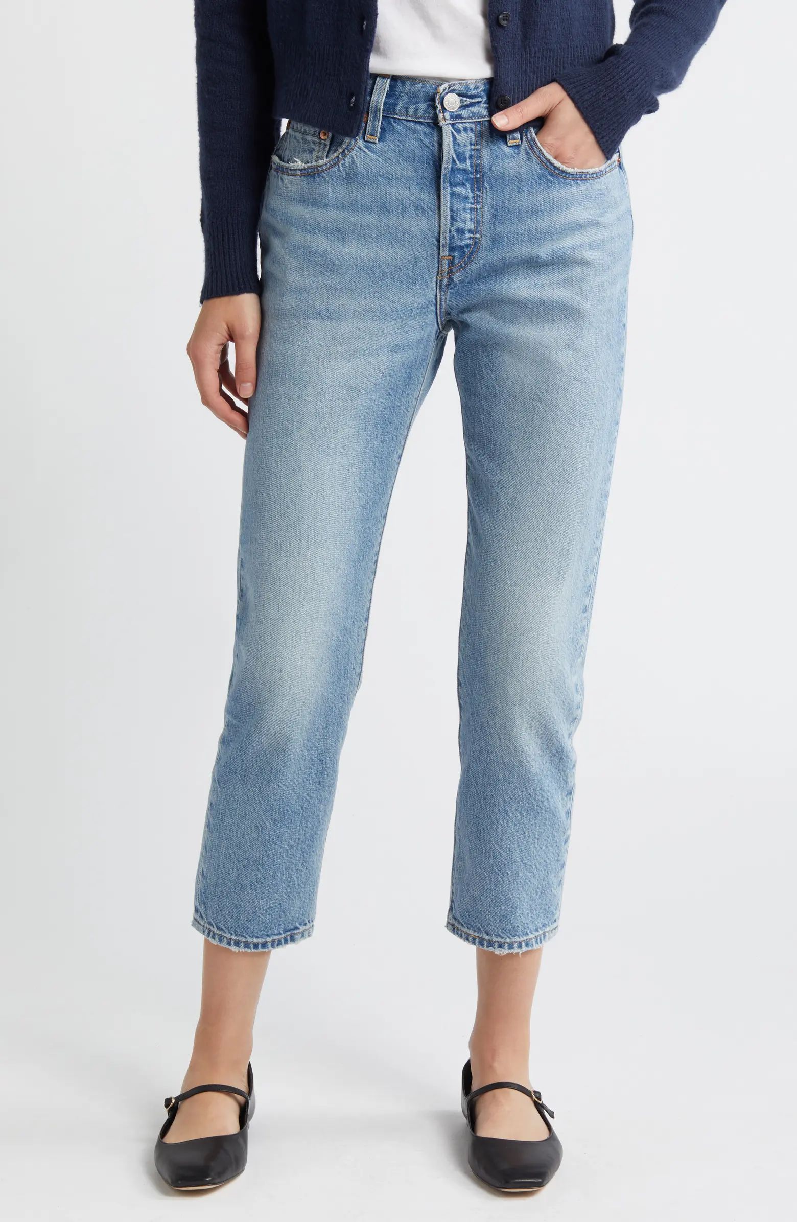 Levi's® 501® High Waist Crop Straight Leg Jeans | Nordstrom | Nordstrom