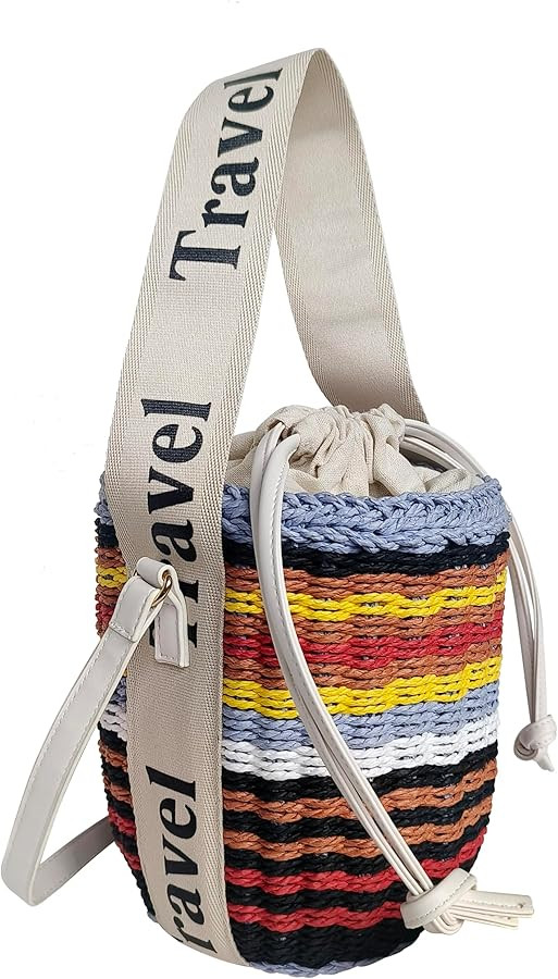 Pearl Flower Straw Woven Tote Bag Summer Beach Rattan Handle Bucket Bag Straw Purses and Handbags... | Amazon (US)