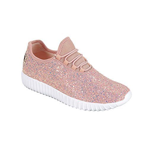 Forever FM74 Women's Lace Up Glitter White Sole Street Sneakers, Color Dusty Rose, Size:10 | Amazon (US)