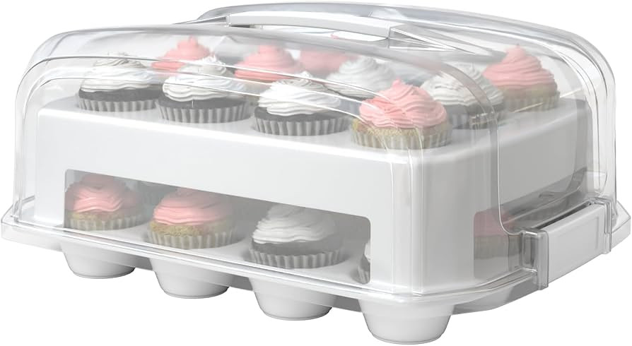 Top Shelf Elements Cupcake Carrier, Fashionable White Cupcake Holder Carries 24 Standard-Size Cup... | Amazon (US)